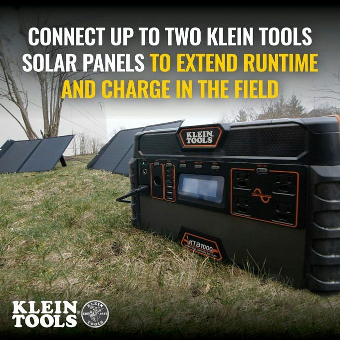 Klein Tools 1500W Portable Power Station KTB1000 & 60W Portable Solar Panel 29250